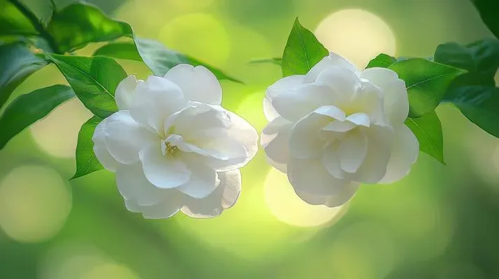 Fleurs de gardénia blanches épanouies sur un fond de feuillage vert